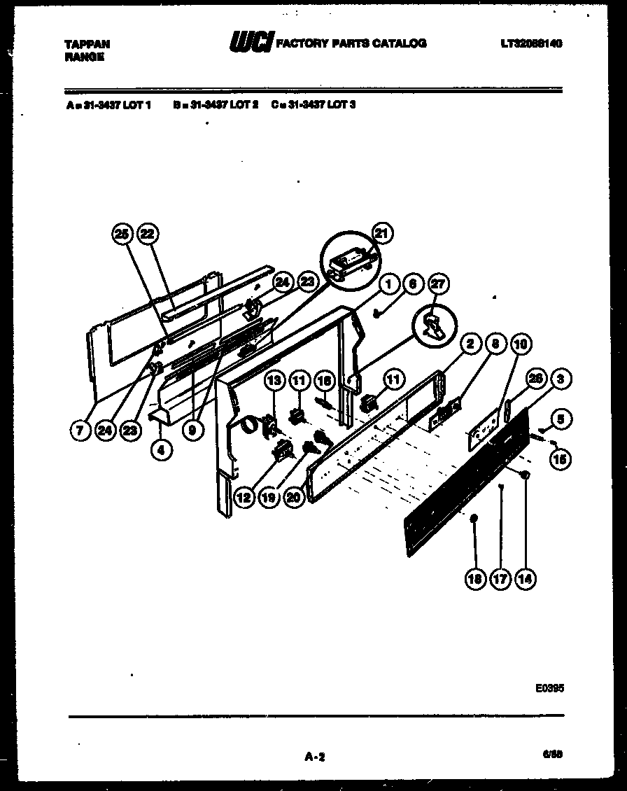 Tappan 31-3437-00-03 backguard diagram