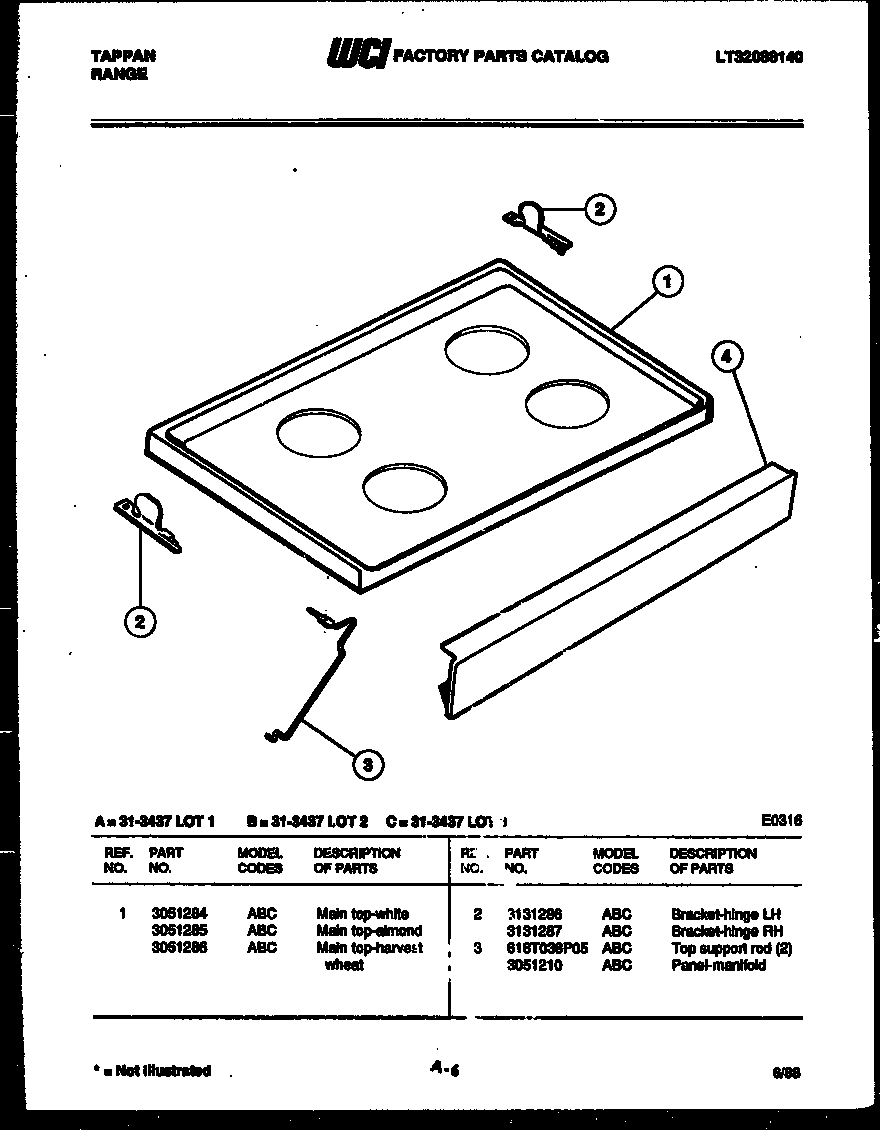 Tappan 31-3437-00-03 cooktop parts diagram