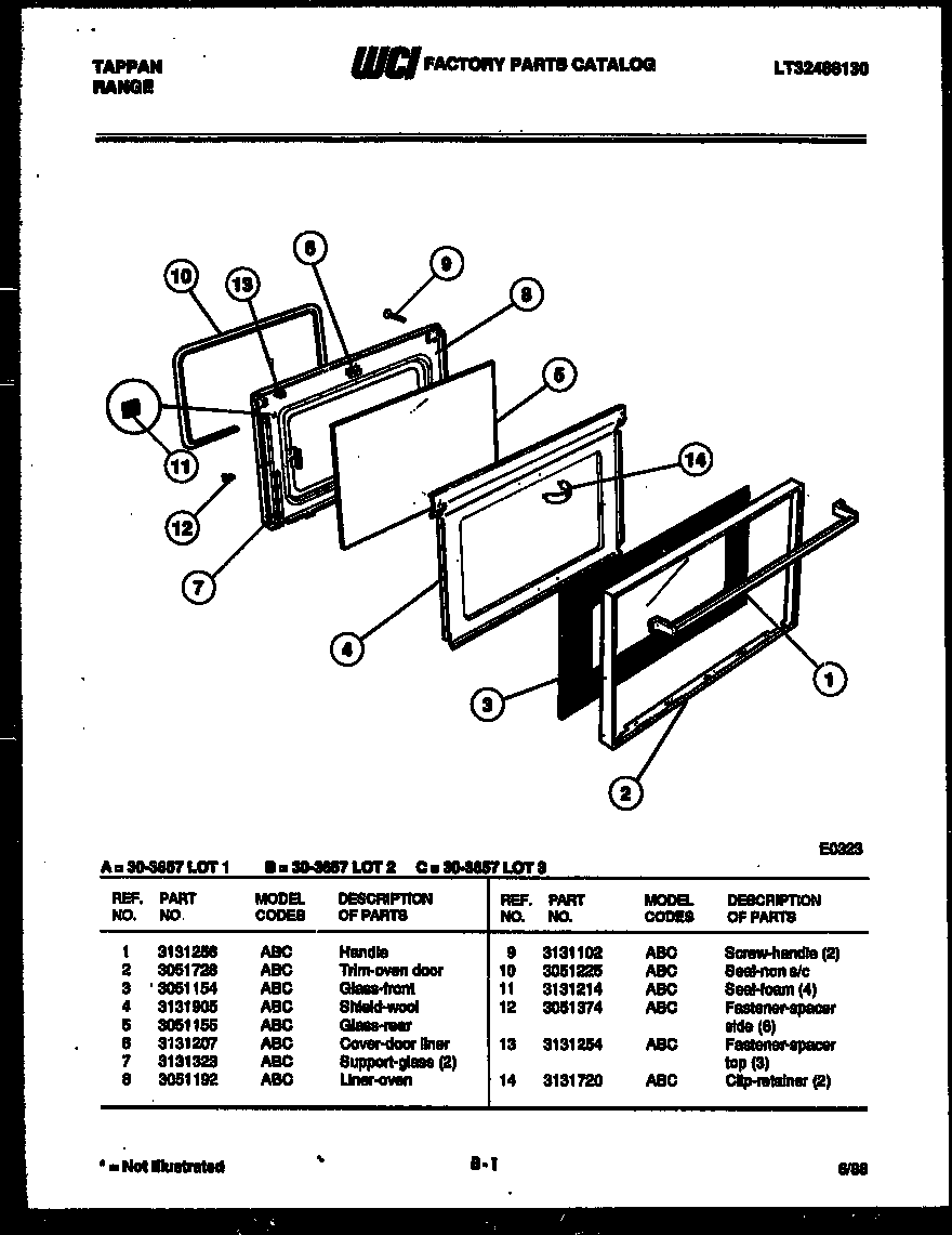 Tappan 30-3657-00-01 door parts diagram
