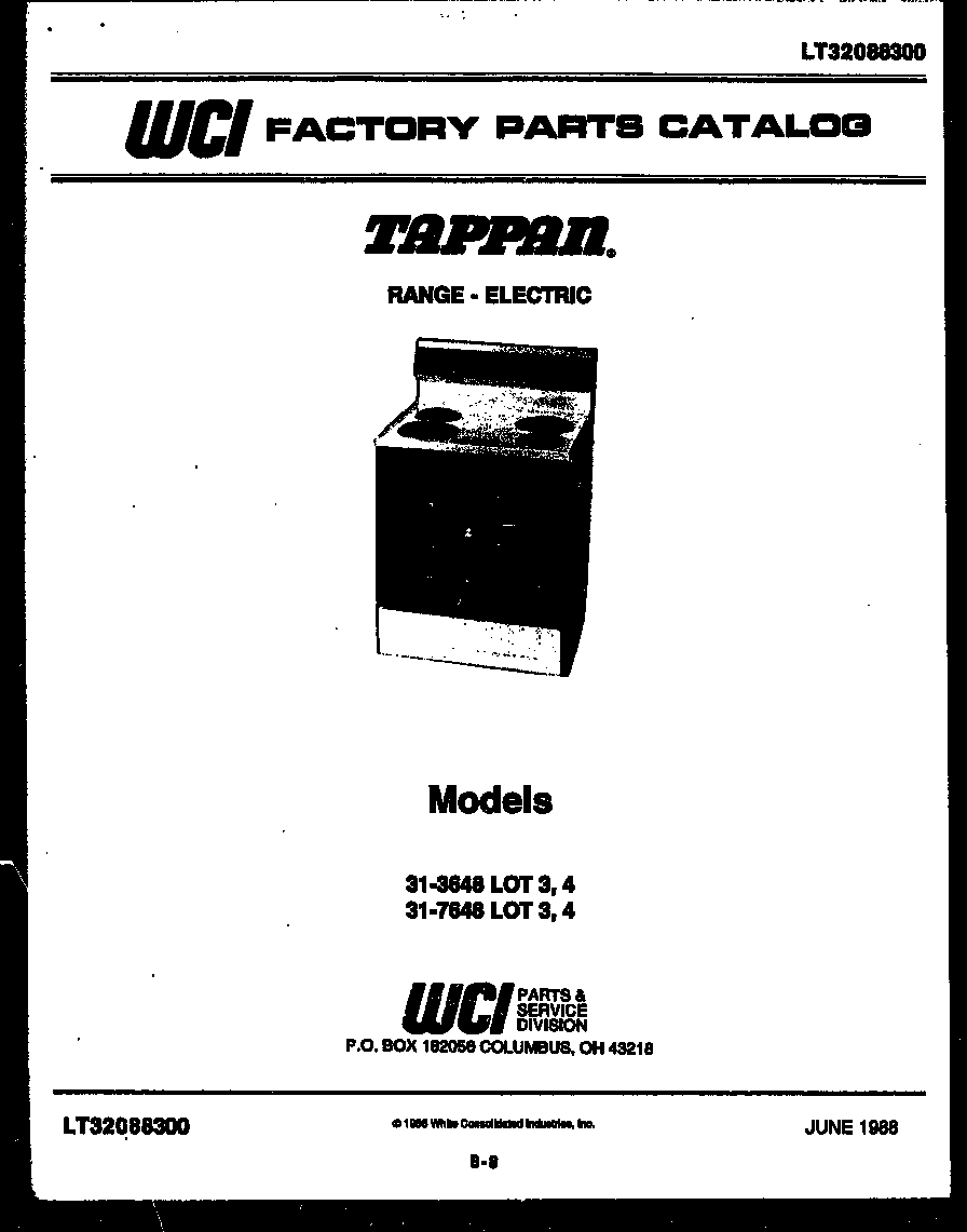 Tappan 31-3648-66-03 cover diagram