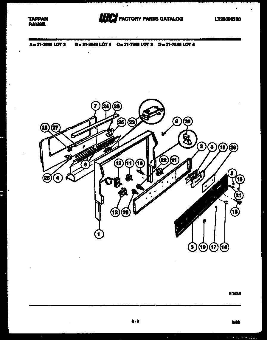 Tappan 31-3648-66-03 backguard diagram