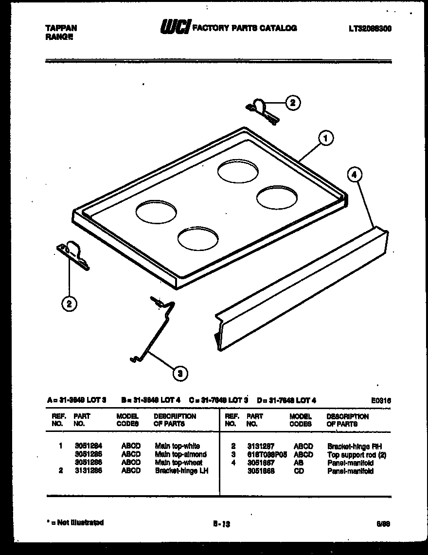 Tappan 31-3648-66-03 cooktop parts diagram