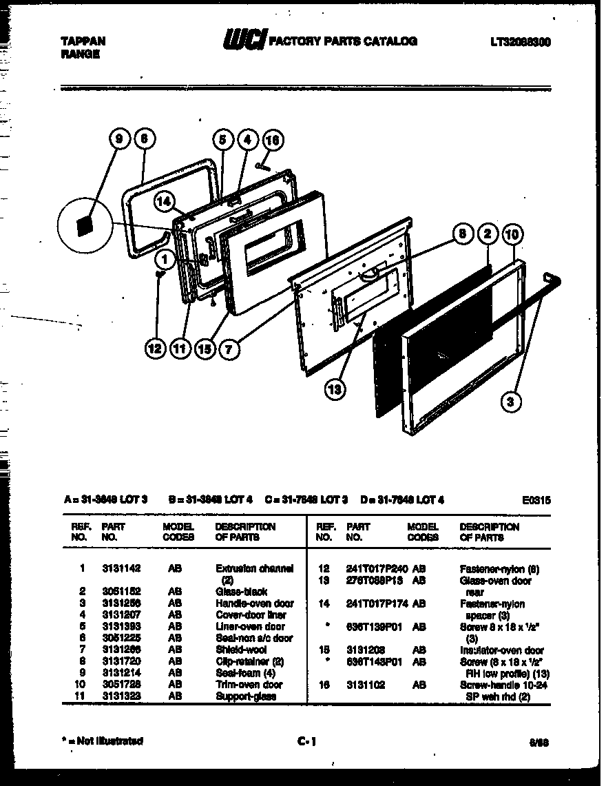 Tappan 31-3648-66-03 door parts diagram
