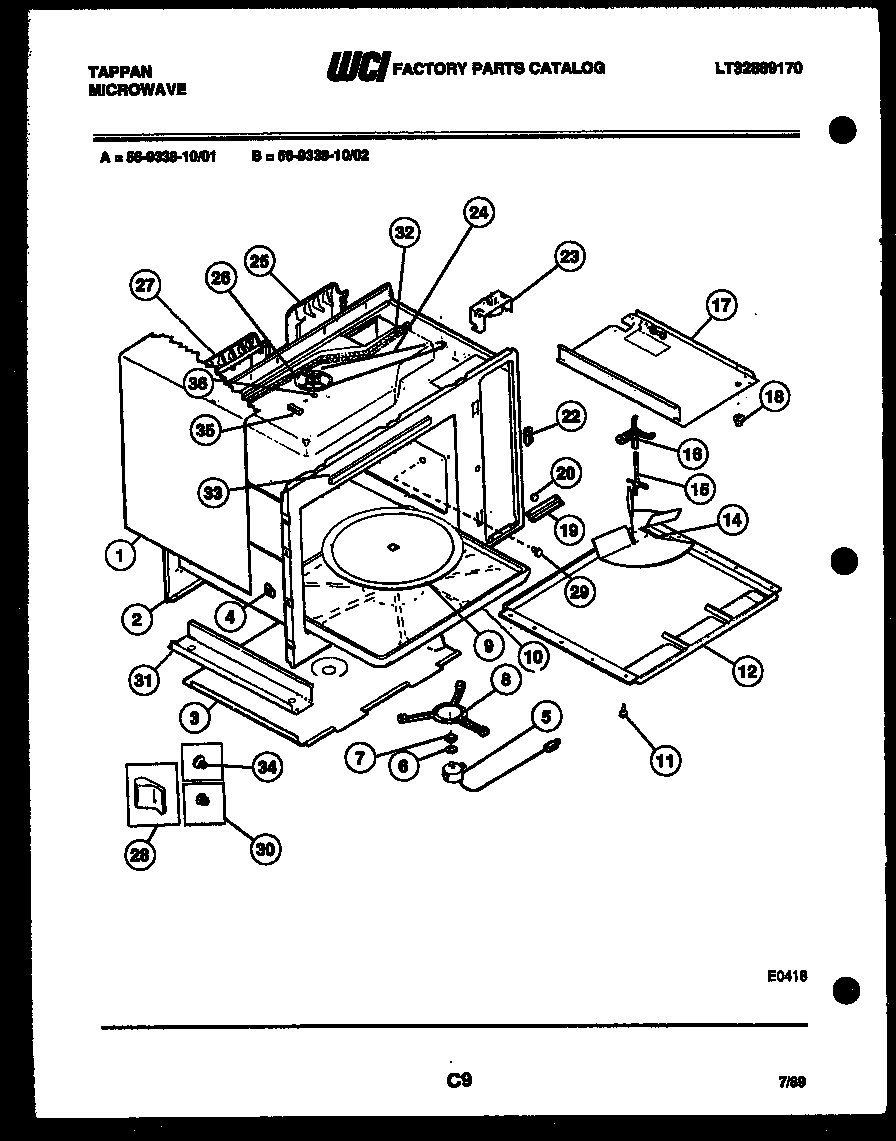 Tappan 56-9338-10-01 body parts diagram
