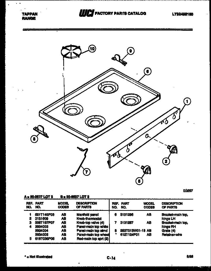 Tappan 30-6537-00-03 cooktop parts diagram