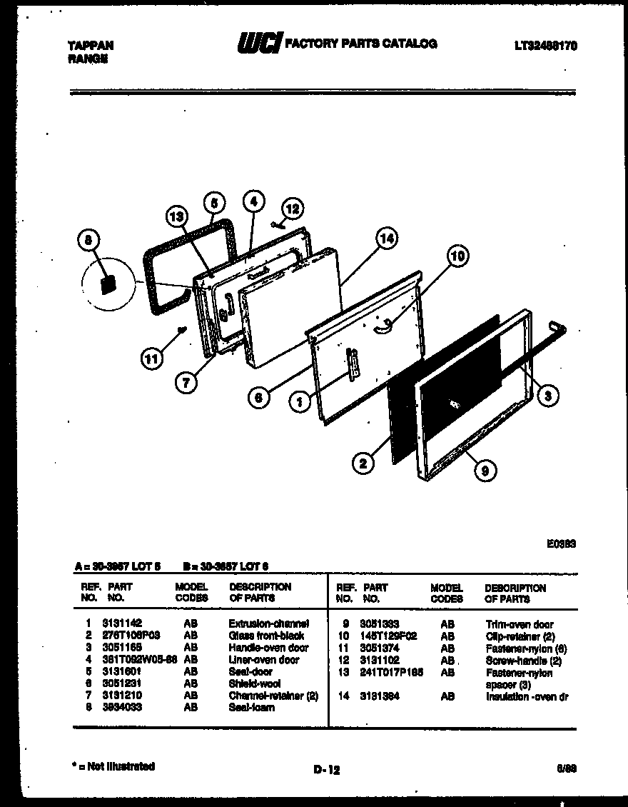 Tappan 30-3857-23-06 door parts diagram