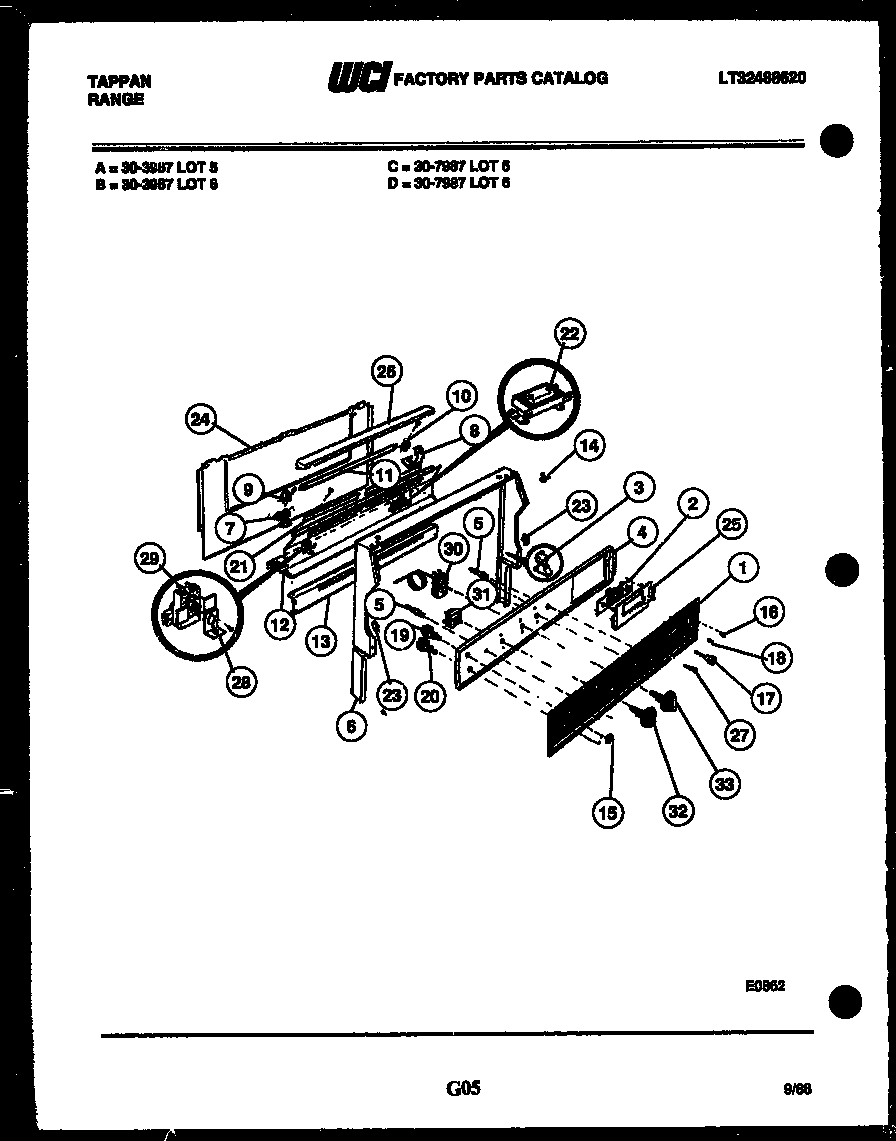 Tappan 30-7987-23-05 backguard diagram
