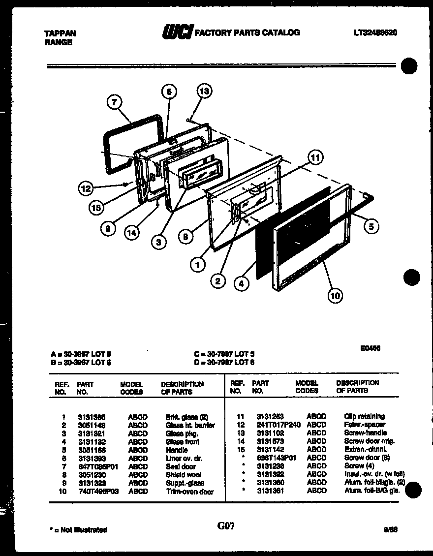 Tappan 30-7987-23-05 door parts diagram
