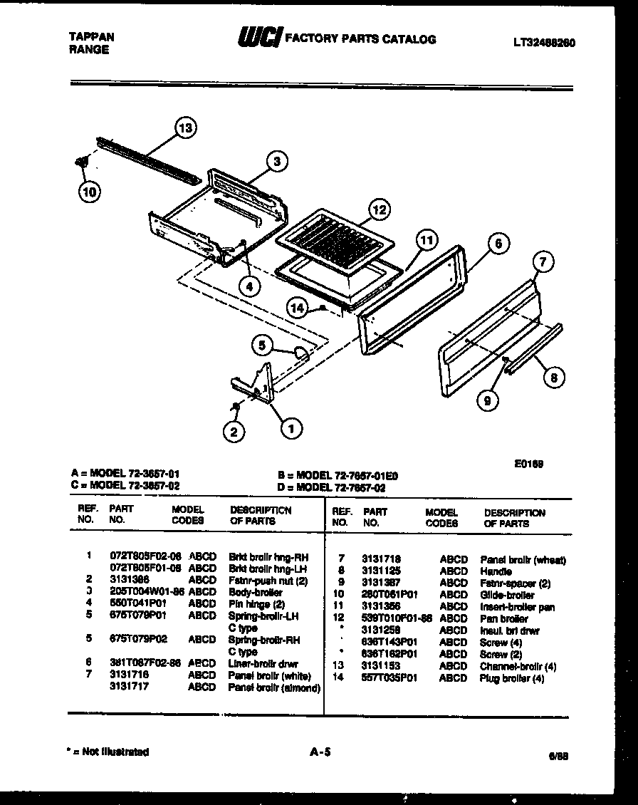 Tappan 72-7657-23-02 broiler drawer parts diagram
