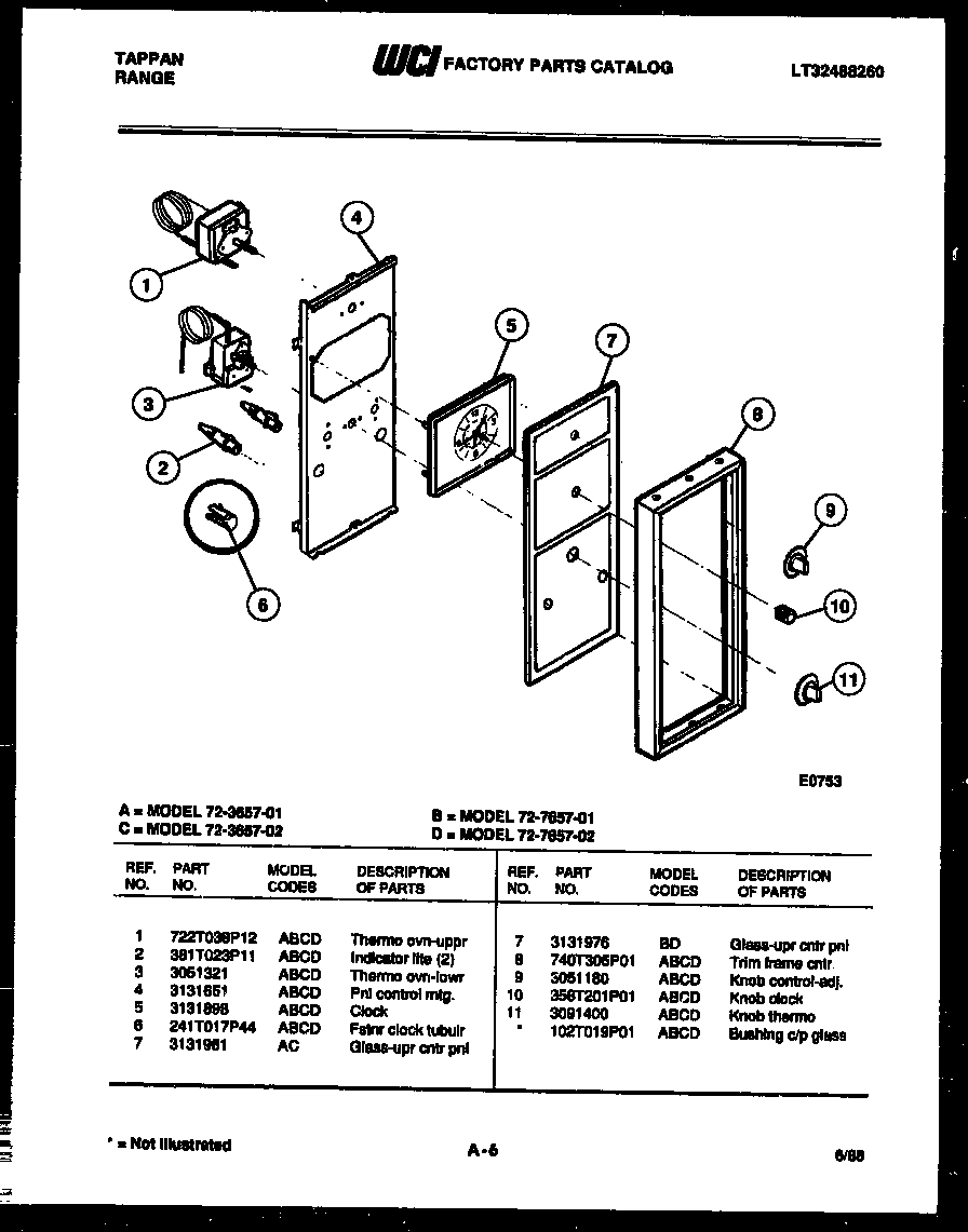 Tappan 72-7657-23-02 control panel diagram