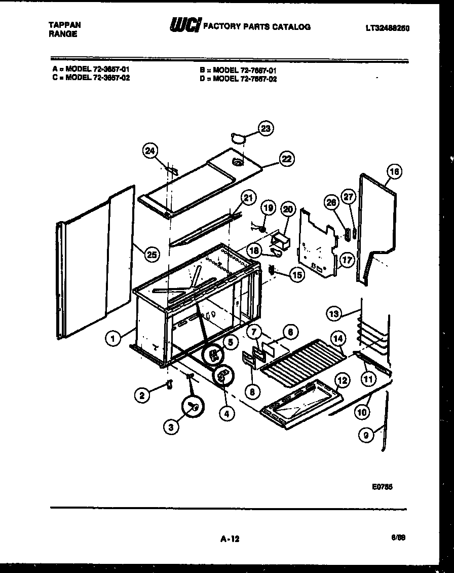 Tappan 72-7657-23-02 upper body parts diagram