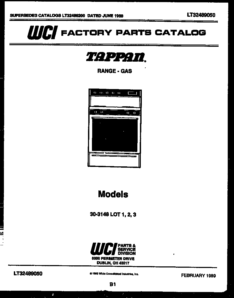 Tappan 30-3148-23-01 cover page diagram