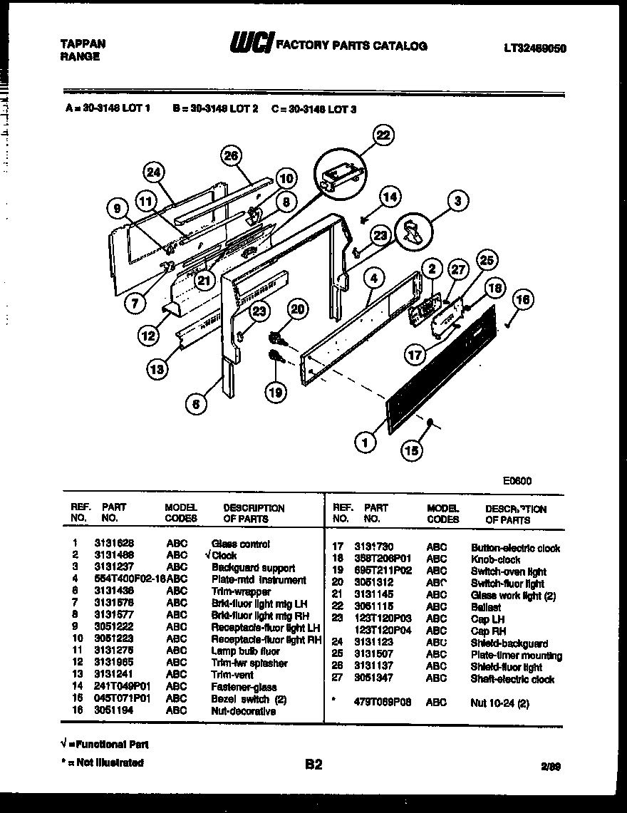 Tappan 30-3148-23-01 backguard diagram