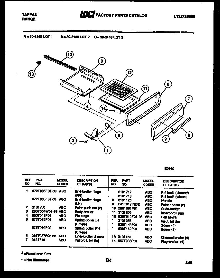 Tappan 30-3148-23-01 broiler drawer parts diagram