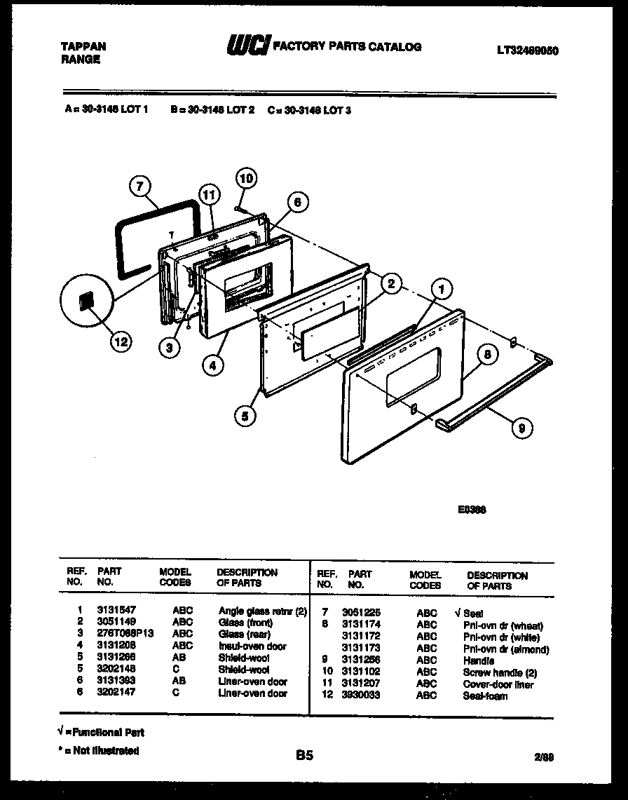 Tappan 30-3148-23-01 door parts diagram