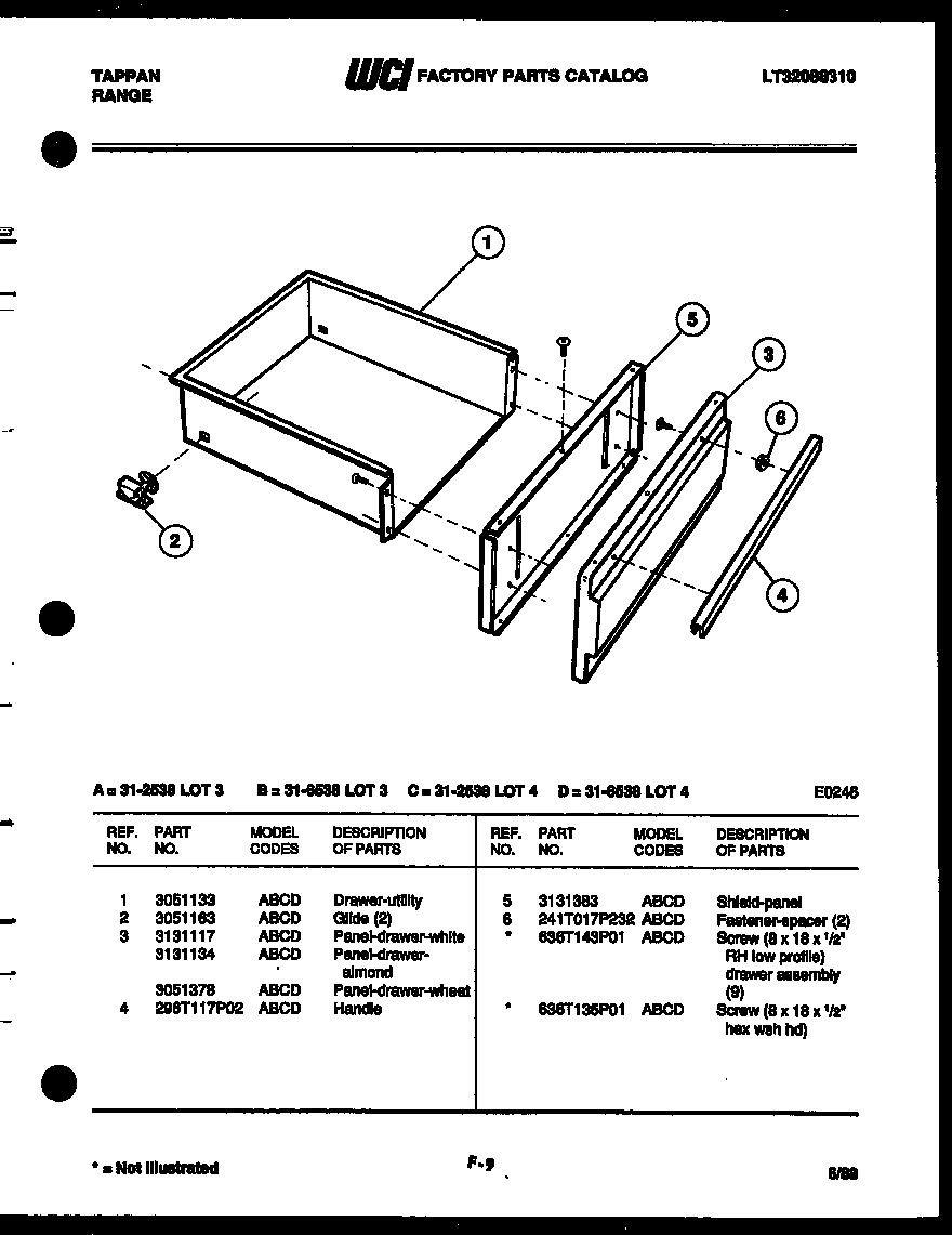 Tappan 31-6538-23-04 drawer parts diagram