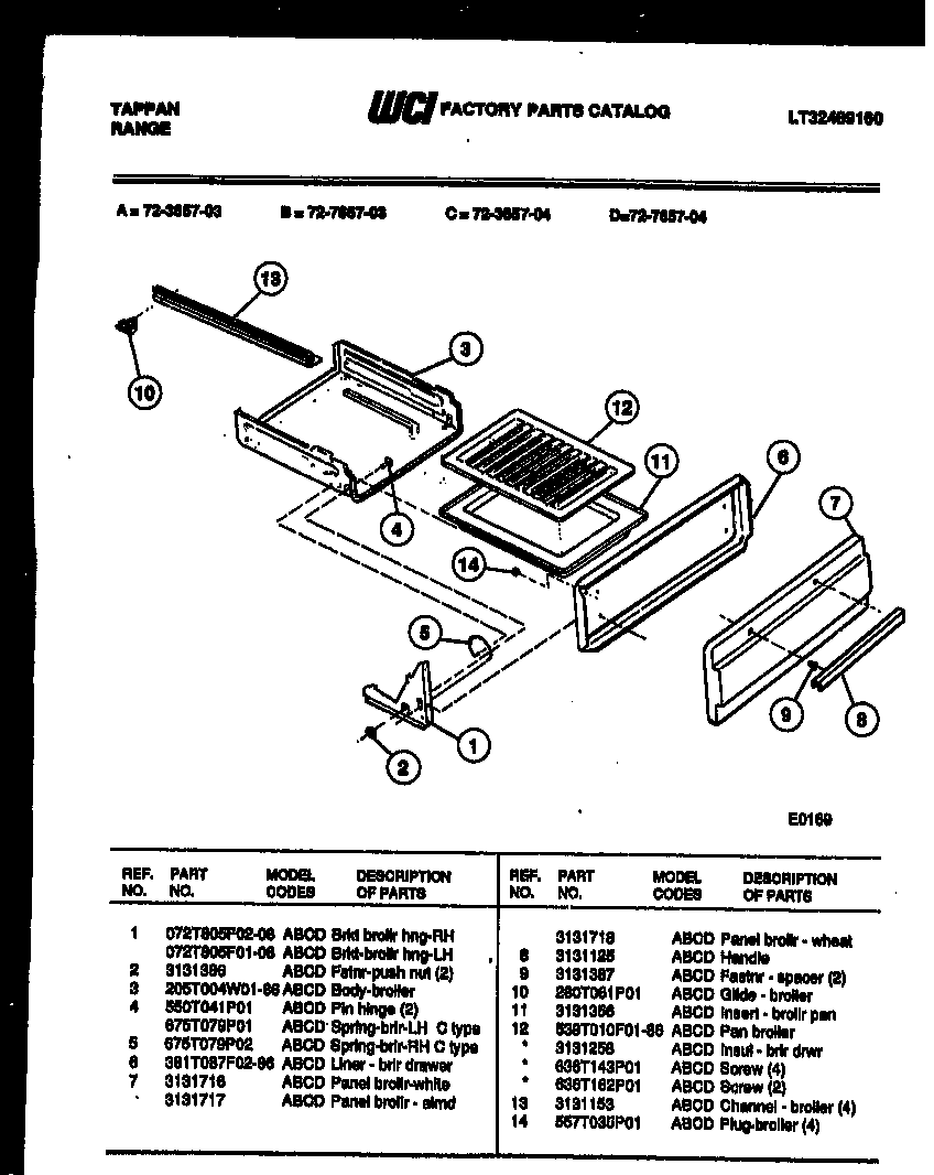 Tappan 72-7657-66-03 broiler drawer parts diagram