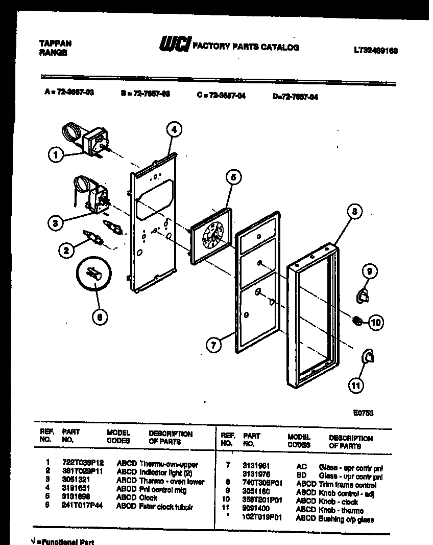 Tappan 72-7657-66-03 control panel diagram