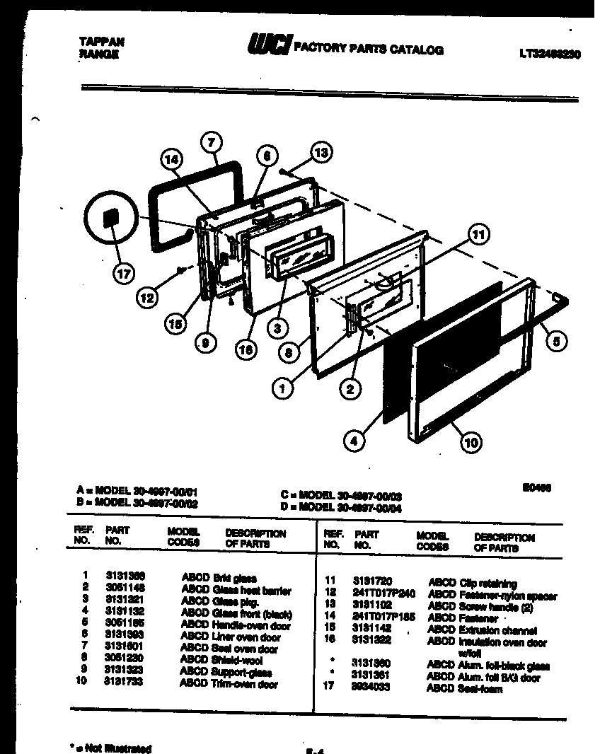 Tappan 30-4997-08-02 door parts diagram