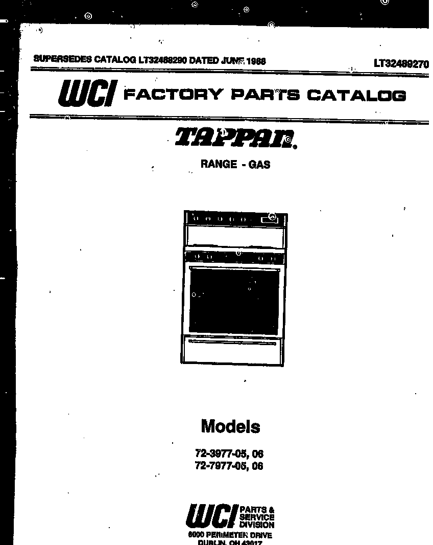 Tappan 72-3977-23-06 cover page diagram