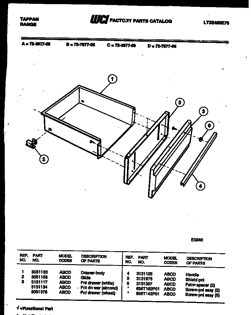 Tappan 72-3977-23-06 drawer parts diagram