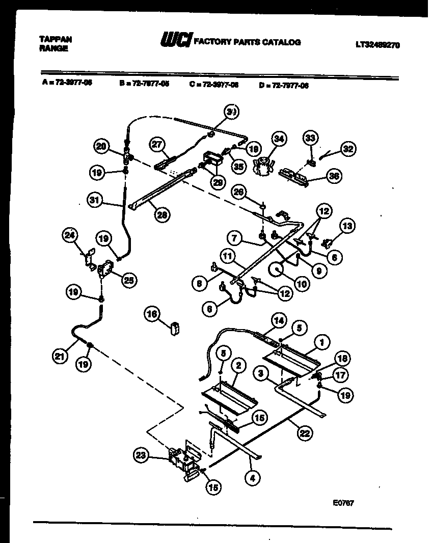 Tappan 72-3977-23-06 burner, manifold and gas control diagram
