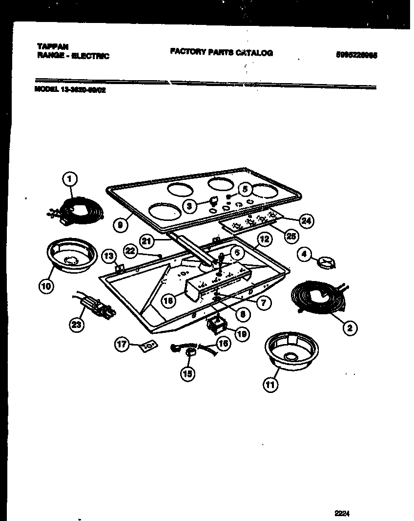 Tappan 13-3620-23-02 electric smooth top and cooktop parts diagram