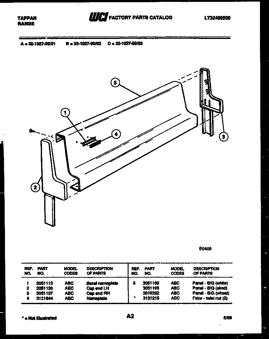 Tappan 32-1027-66-03 backguard diagram