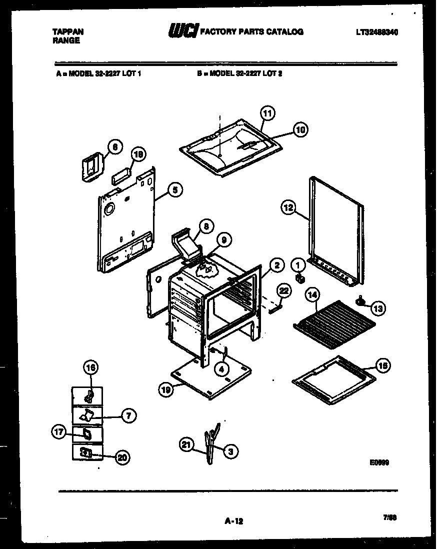 Tappan 32-2227-00-01 body parts diagram