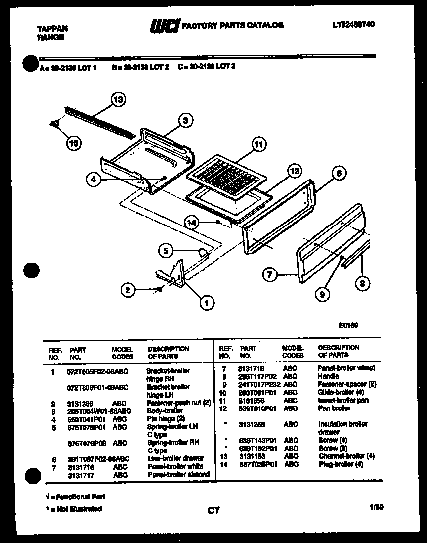 Tappan 30-2138-66-01 broiler drawer parts diagram
