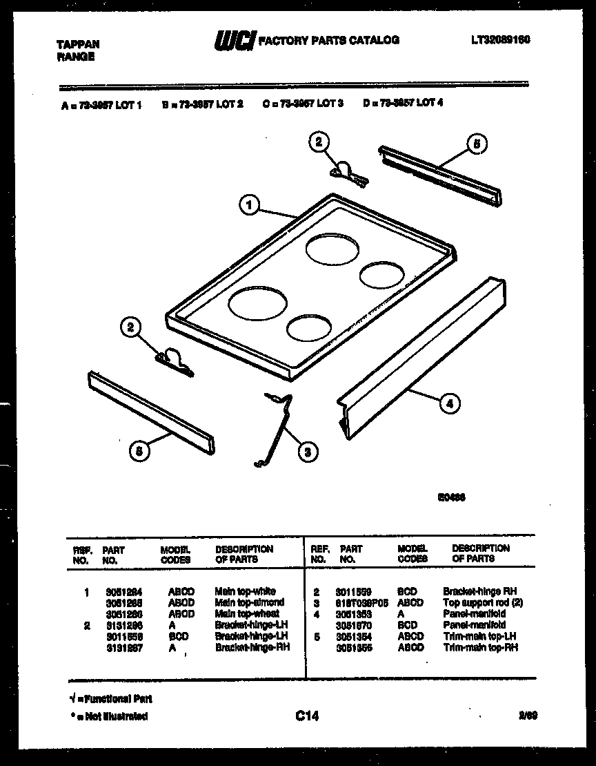 Tappan 73-3957-00-02 cooktop parts diagram