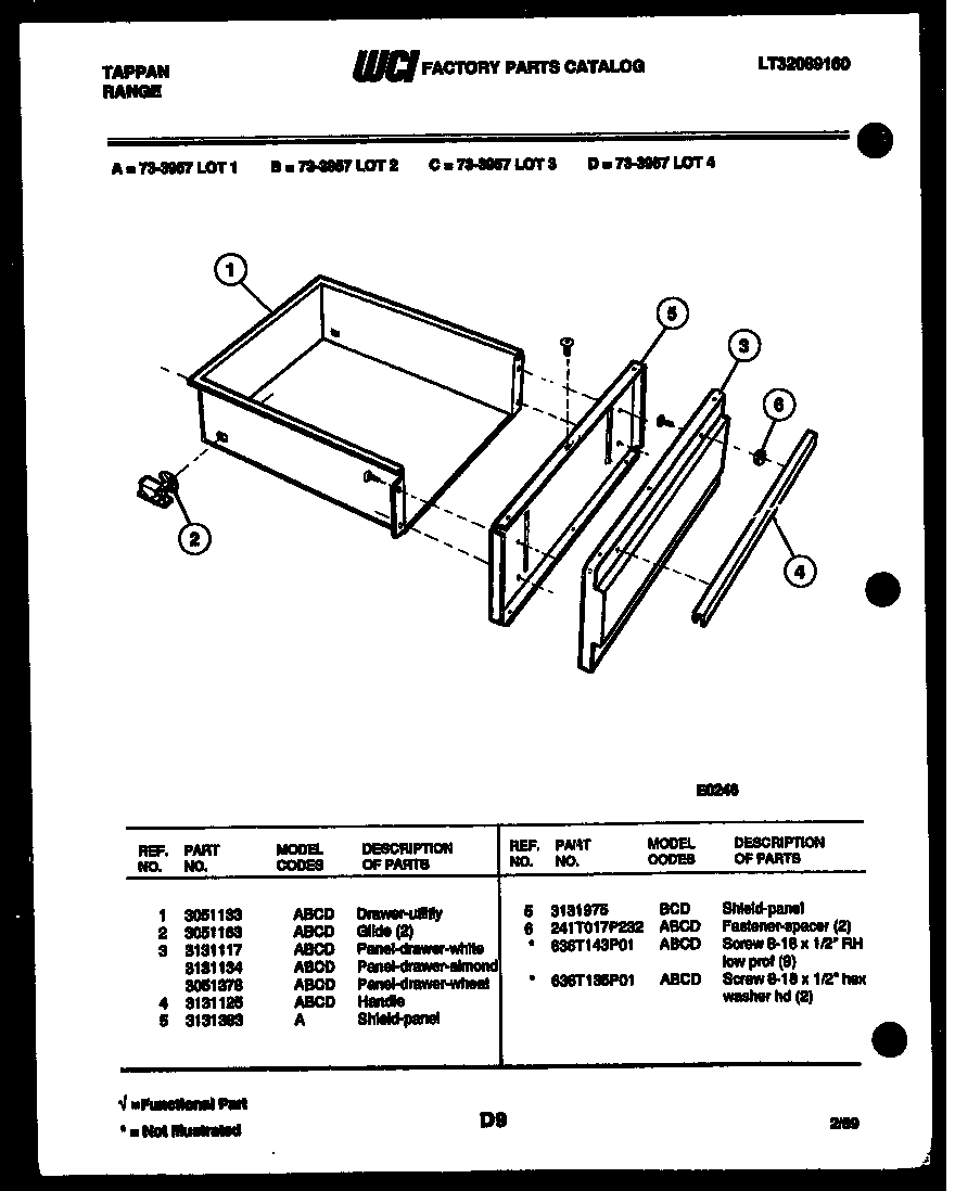 Tappan 73-3957-00-02 drawer parts diagram