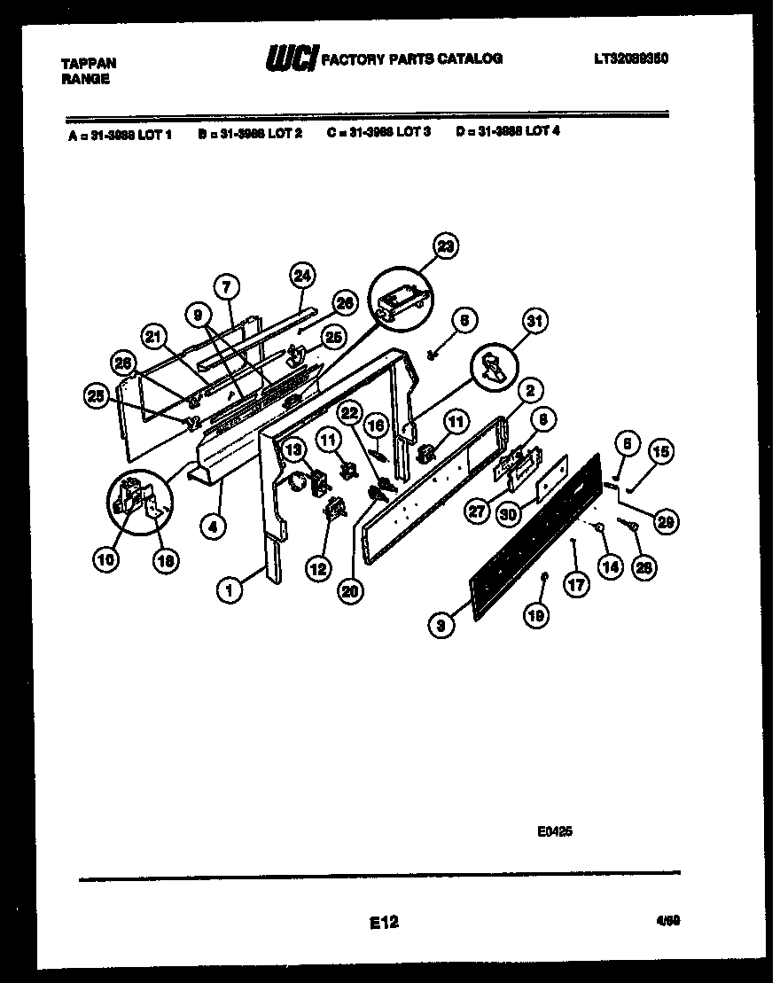 Tappan 31-3988-00-03 backguard diagram