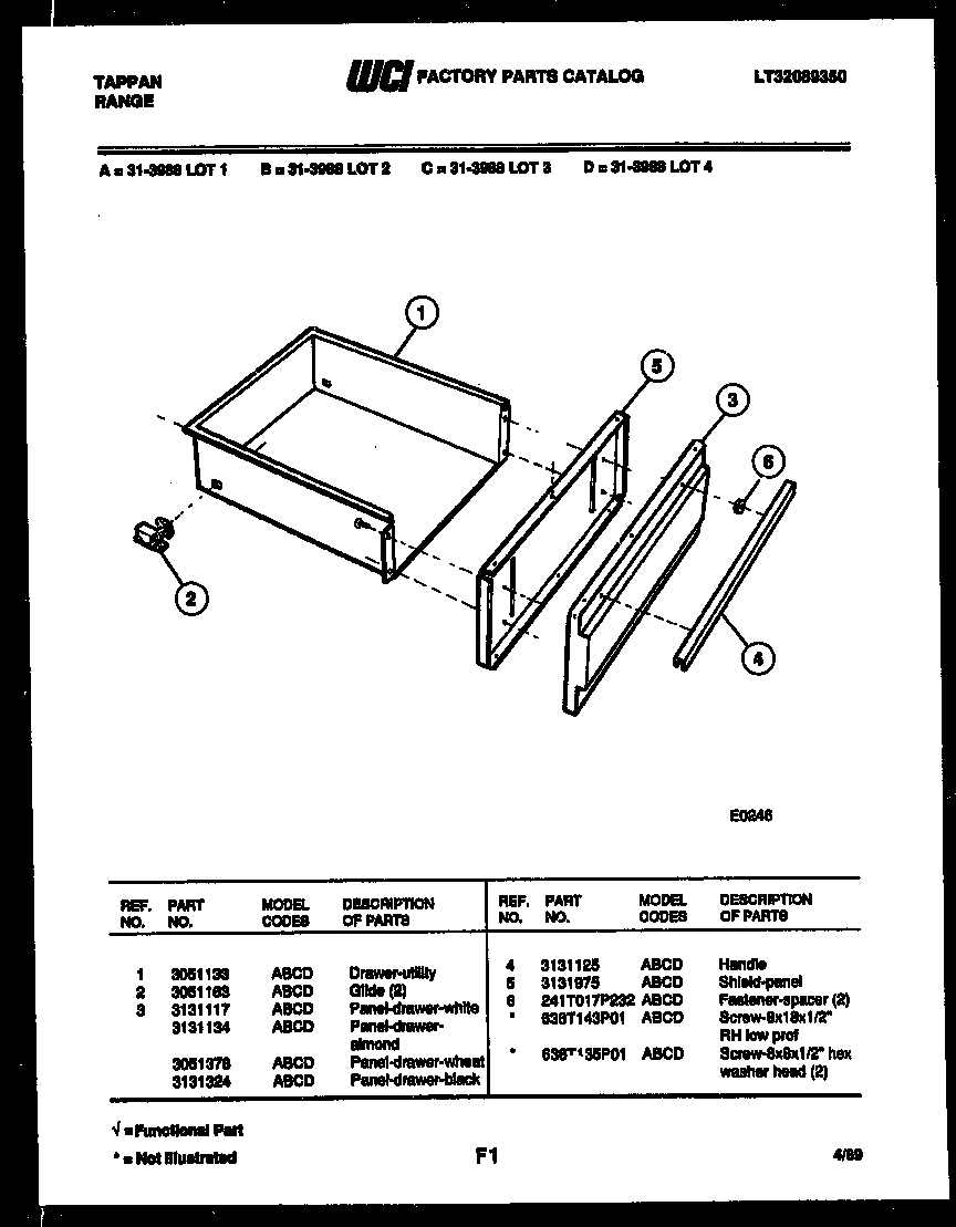 Tappan 31-3988-00-03 drawer parts diagram