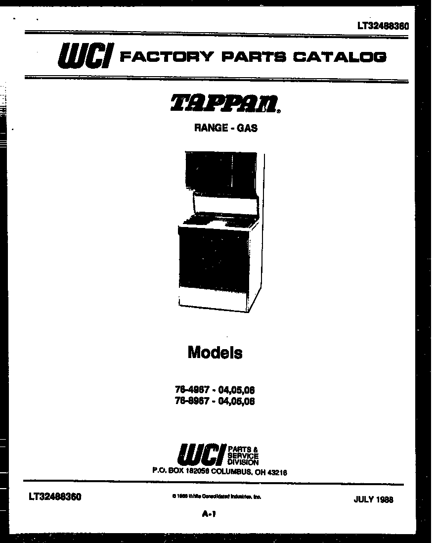 Tappan 76-8967-66-06 cover page diagram