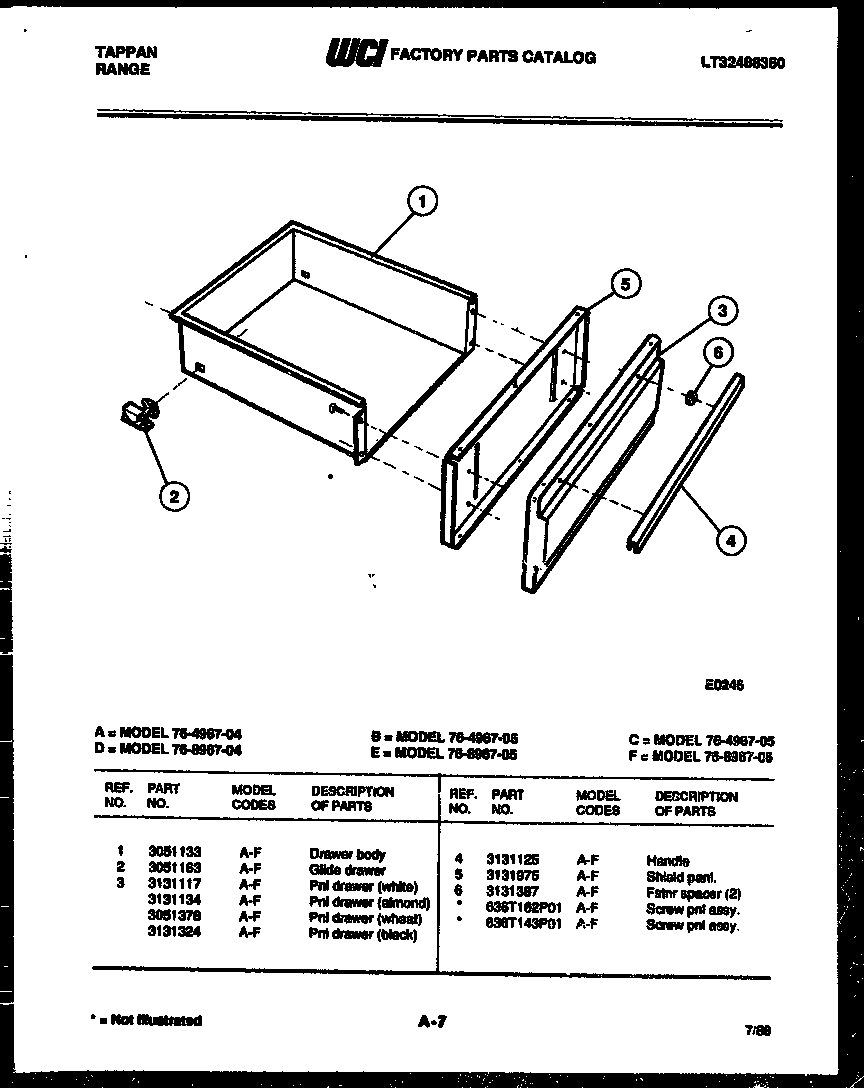 Tappan 76-8967-66-06 drawer parts diagram