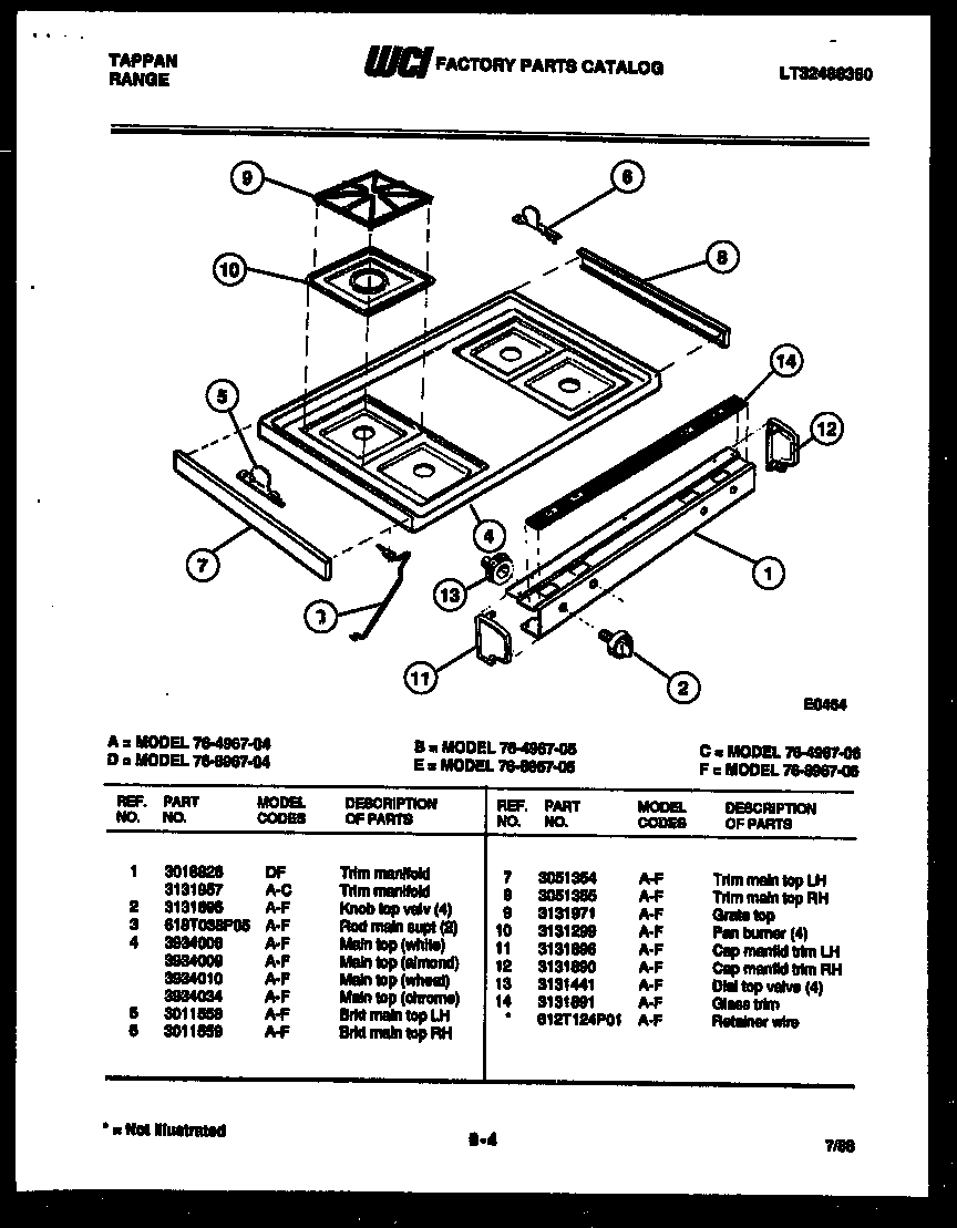 Tappan 76-8967-66-06 cooktop parts diagram
