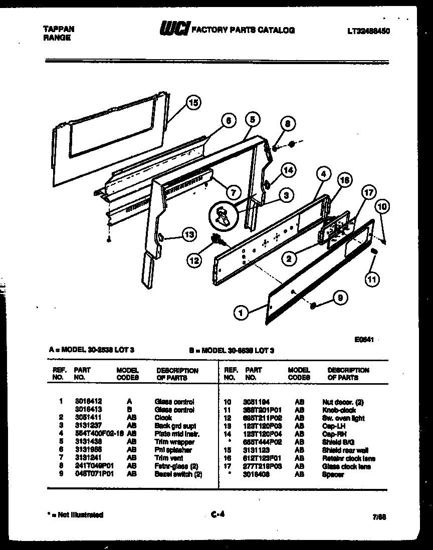 Tappan 30-6538-66-03 backguard diagram