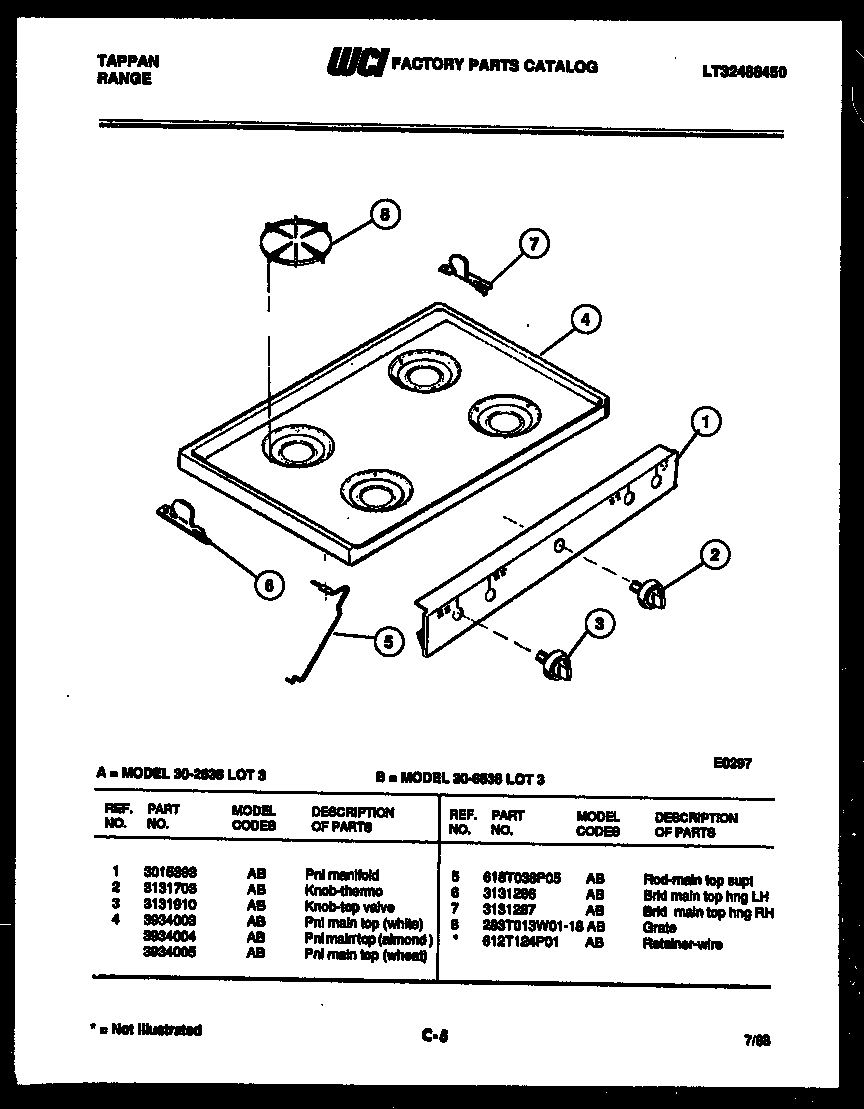 Tappan 30-6538-66-03 cooktop parts diagram