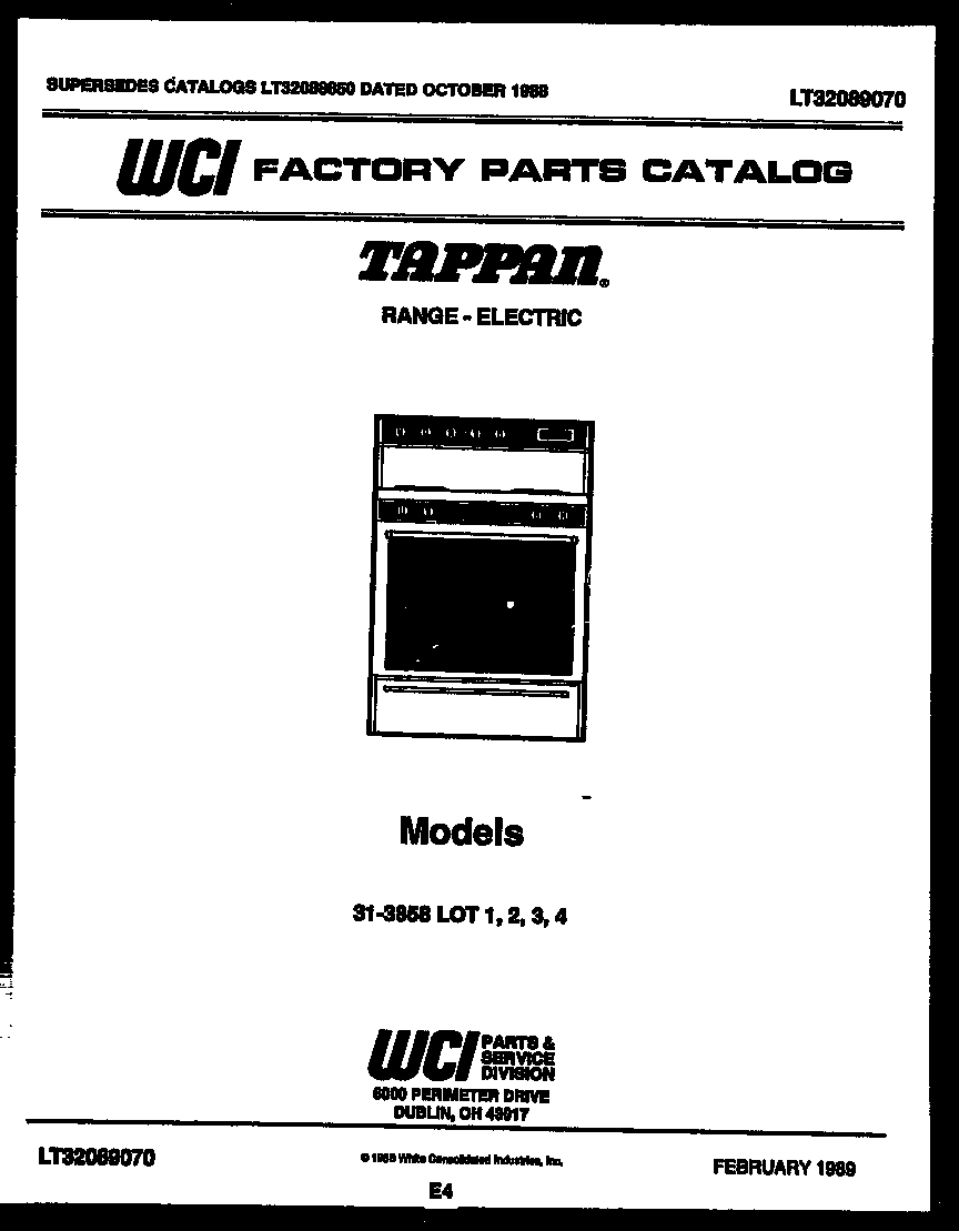 Tappan 31-3858-00-03 cover diagram