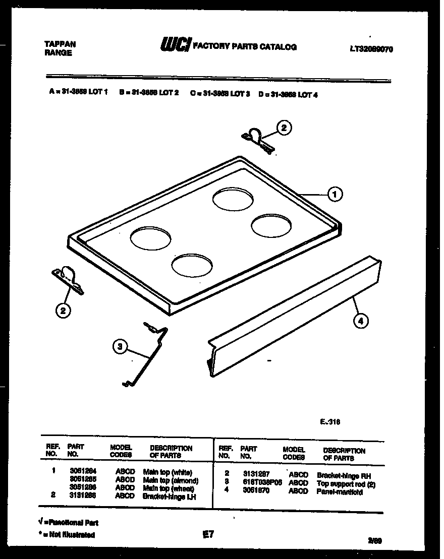Tappan 31-3858-00-03 cooktop parts diagram