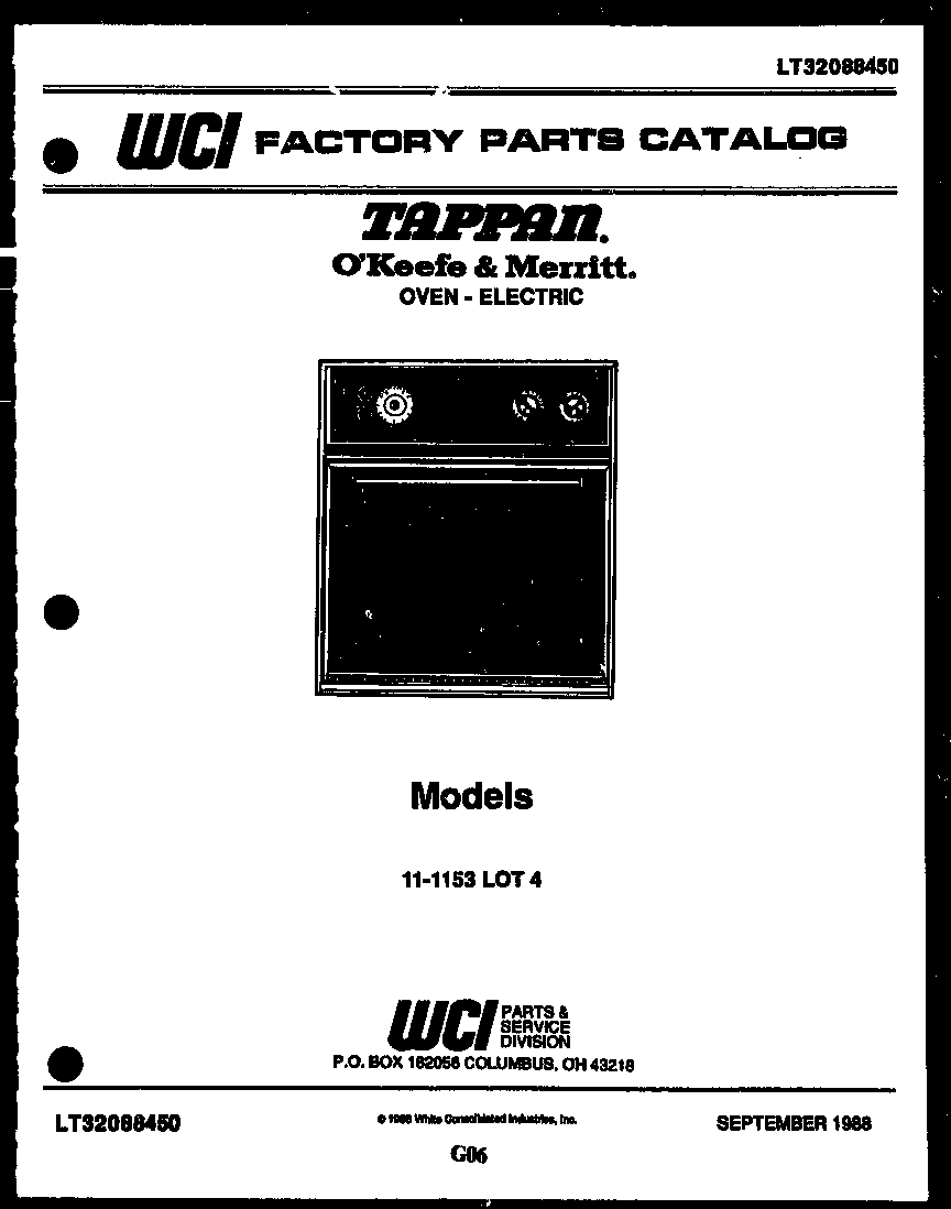 Tappan 11-1153-23-04 cover page diagram