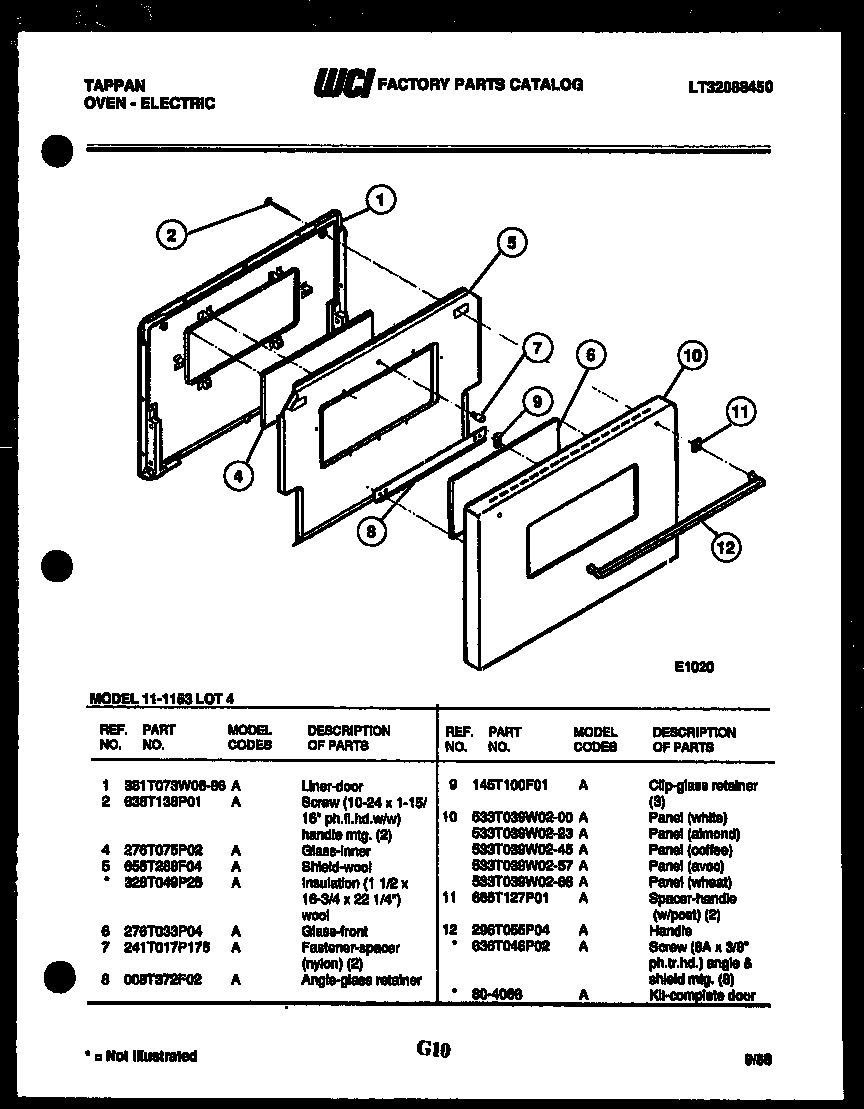 Tappan 11-1153-23-04 door parts diagram