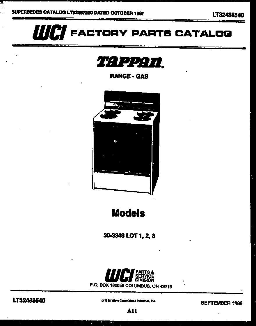 Tappan 30-3348-66-01 cover page diagram