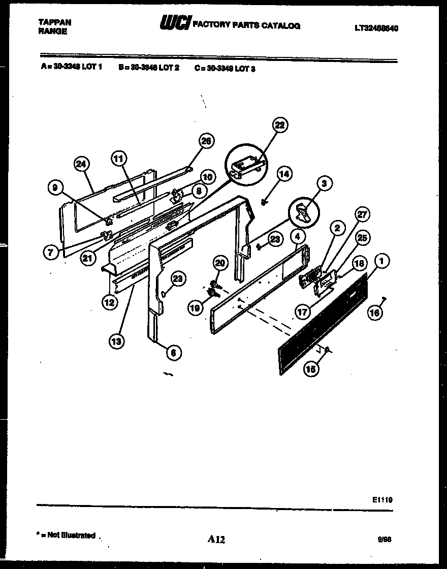 Tappan 30-3348-66-01 backguard diagram