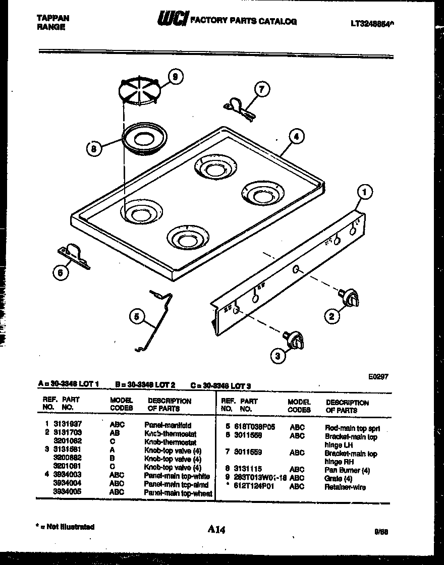 Tappan 30-3348-66-01 cooktop parts diagram
