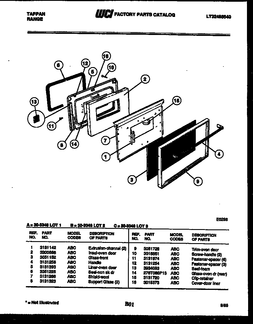 Tappan 30-3348-66-01 door parts diagram