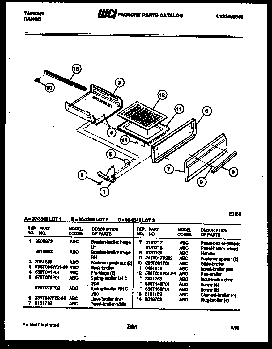 Tappan 30-3348-66-01 broiler drawer parts diagram