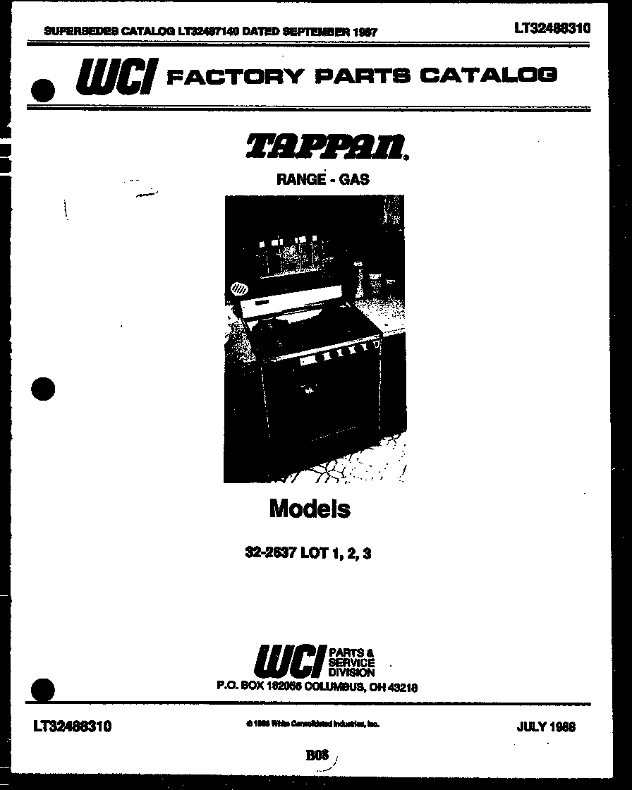 Tappan 32-2637-08-01 cover page diagram