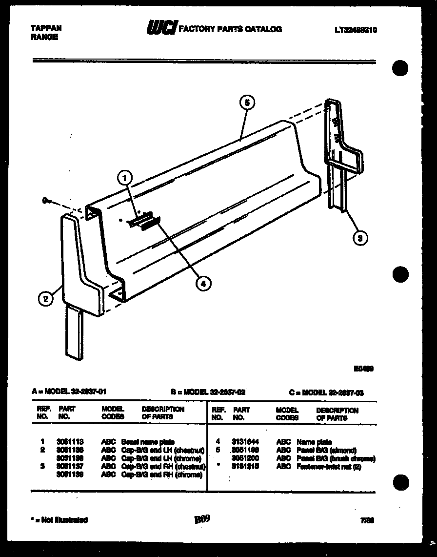 Tappan 32-2637-08-01 backguard diagram